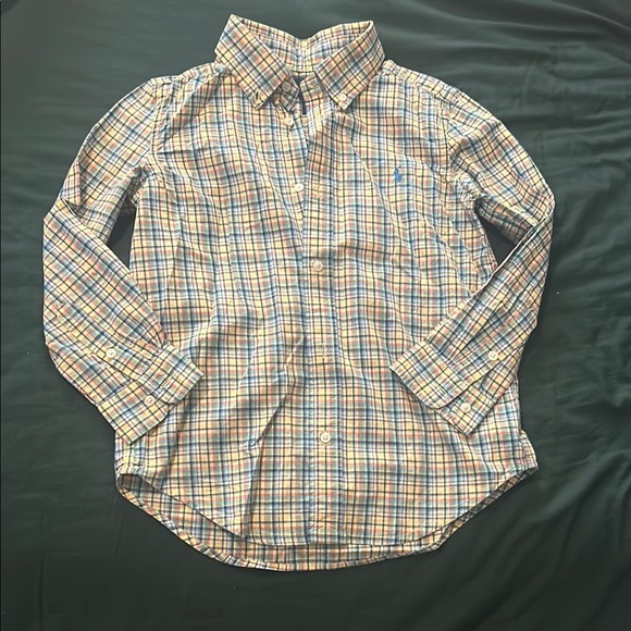 Ralph Lauren Blue and Orange Plaid Button Down Shirt - Picture 1 of 6